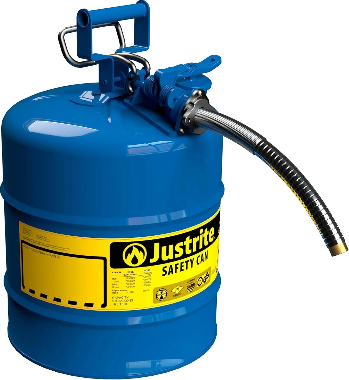 5-Gallon Type II Red Safety Gas Can – OSHA-Approved Steel Fuel Container with Flame Arrester, Self-Closing Lid & 1" Flexible Spout (7250130)